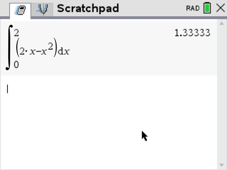 TI-Nspire integral from 0 to 2 of 2x minus x squared