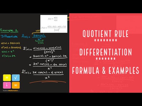 Quotient Rule for Differentiation - Formula & Worked Examples — YouTube thumbnail