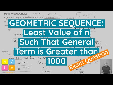 Geometric Sequences, How to Find the First Term Greater Than 1000, with Calculator or Logarithms — YouTube thumbnail