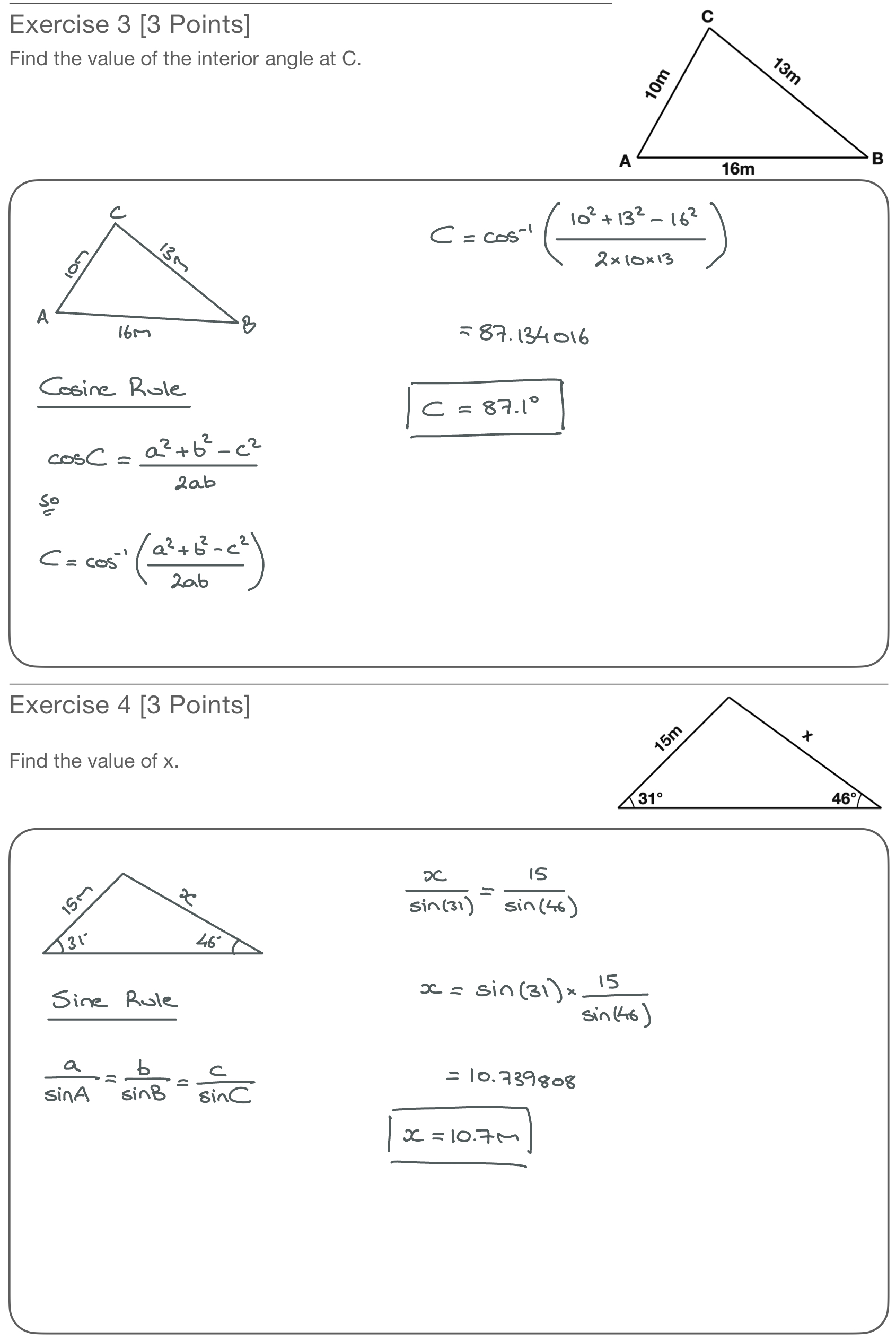 Non Right-Angle Trigonometry Quiz 1